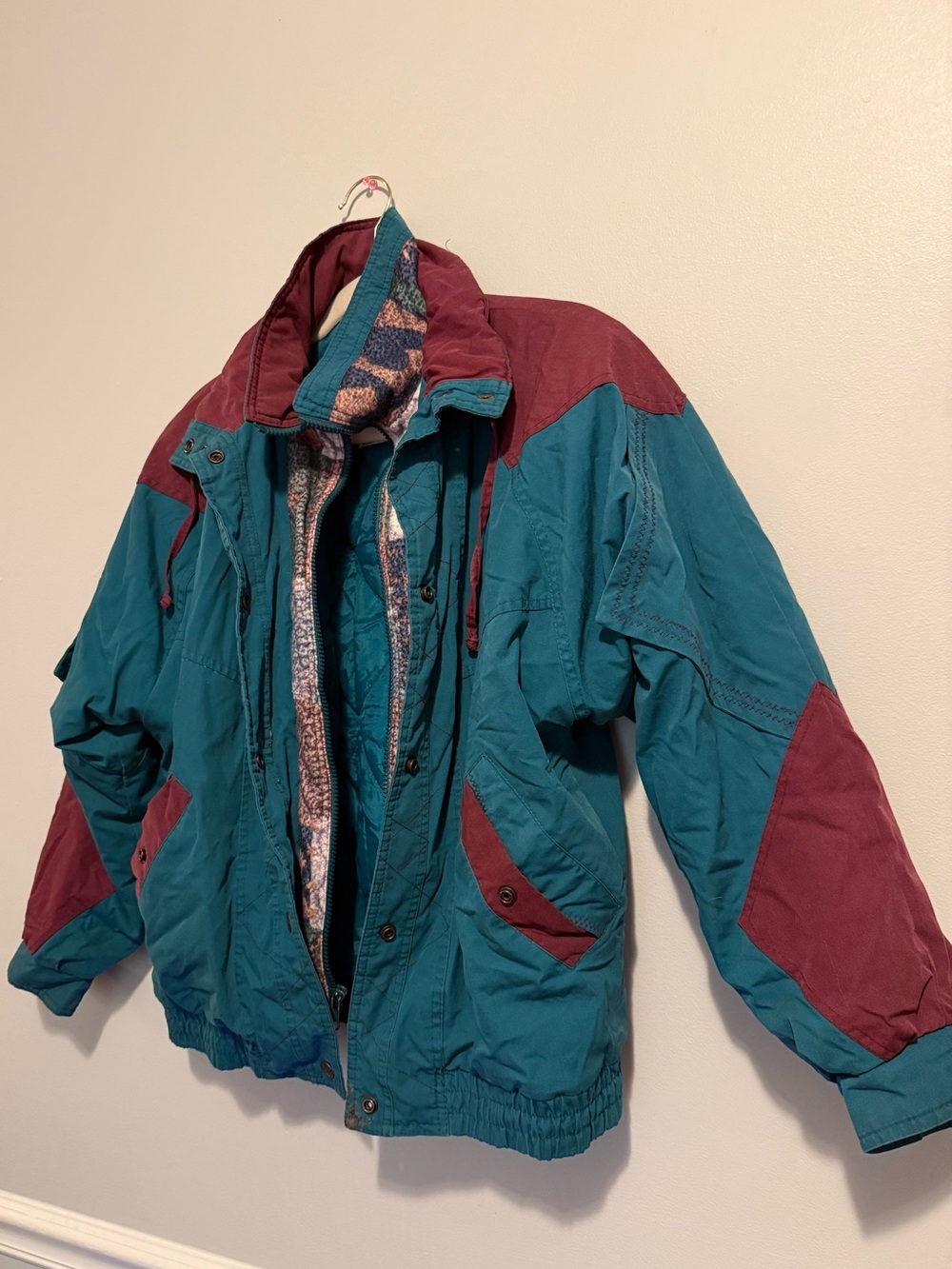 Vintage 80s + 90s current seen winter color block bomber jacket women’s small